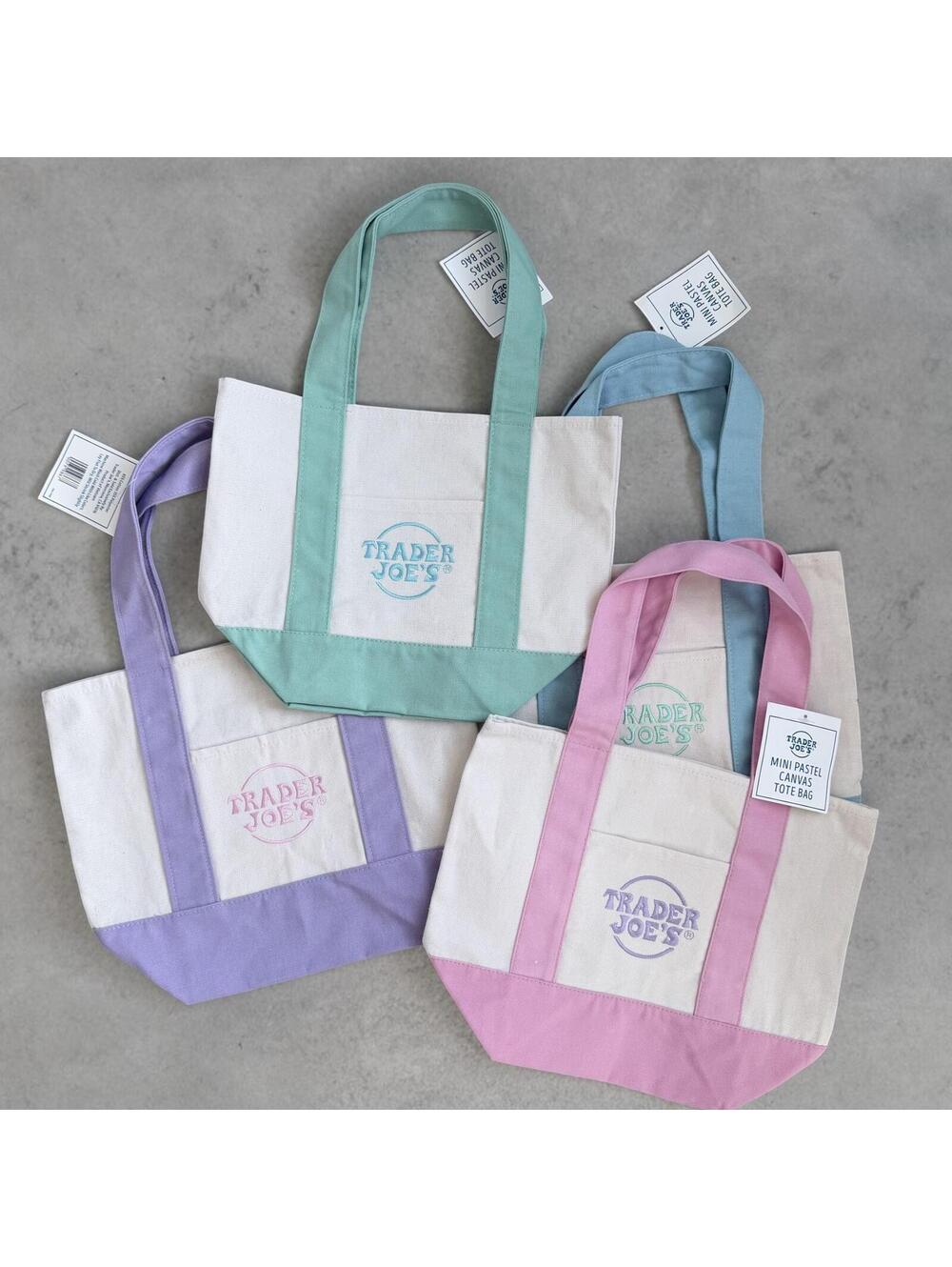 Trader Joe's Mini Pastel Canvas Tote Bags set of 4